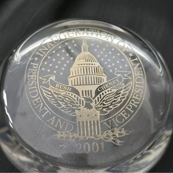 President Bush Vice Kenney Clear Paperweight crystal Inaugural gift 2001 - Picture 3 of 8